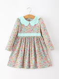 Mint Floral Girl Dress Petals Collar - 1