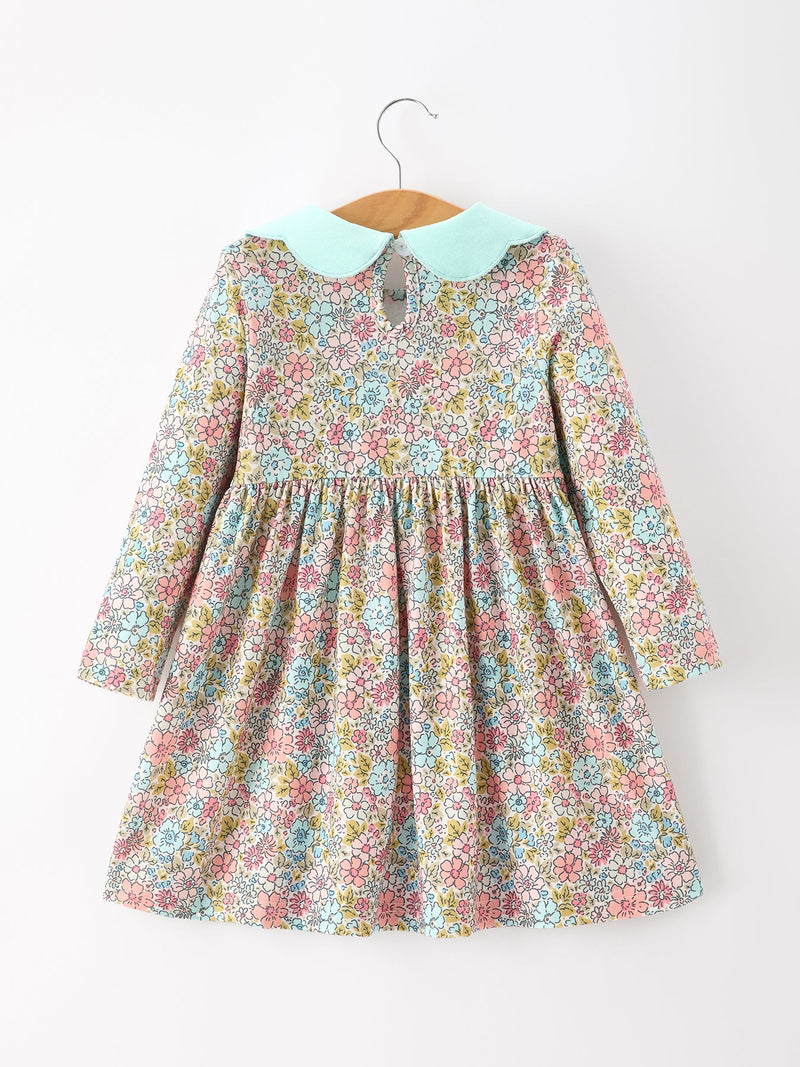 Mint Floral Girl Dress Petals Collar - 2
