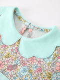 Mint Floral Girl Dress Petals Collar - 3