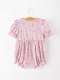 Pink Bow Smocked Floral Baby Bubble - 2