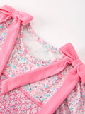 Pink Bow Smocked Floral Baby Bubble - 3