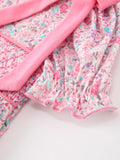 Pink Bow Smocked Floral Baby Bubble - 4