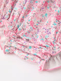 Pink Bow Smocked Floral Baby Bubble - 5