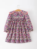 Pink Floral Petals Collar Girl Dress - 2