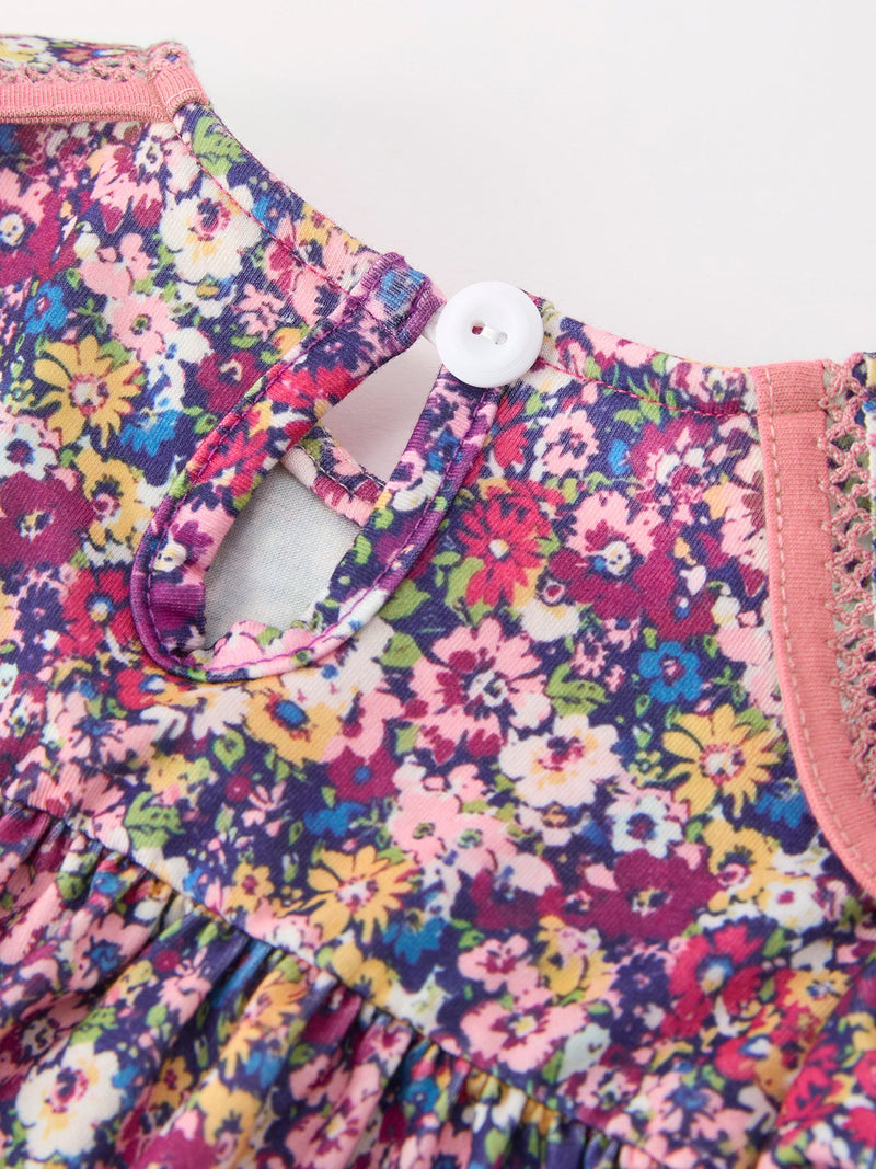Pink Floral Petals Collar Girl Bloomer Set - 4