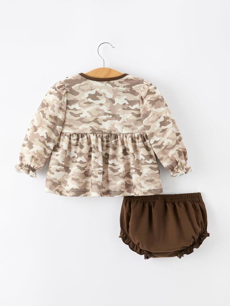 Duck Smocked Camo Baby Bloomer Set Bow Detail - 2