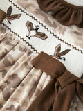 Duck Smocked Camo Girl Dress Bow Detail - 4