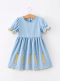 Back to School Pencil Applique Girl Dress Scallop Hem - 1
