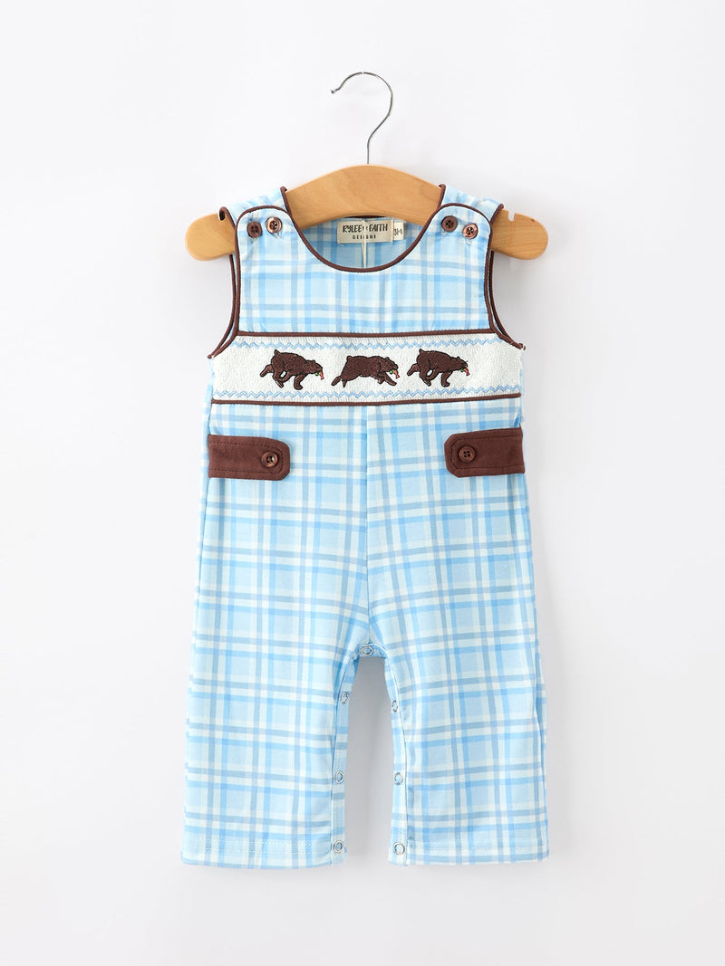 Bear Smocked Plaid Baby Jonjon - 1