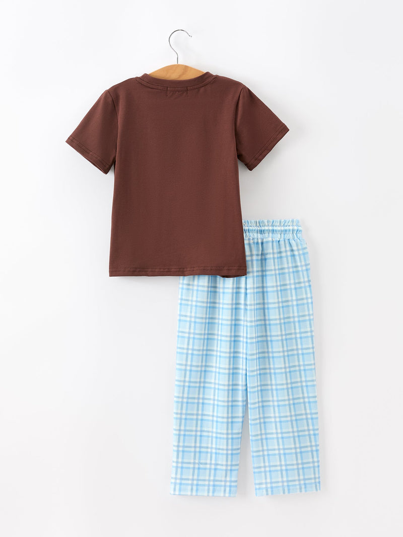 Bear Smocked Boy Pant Set - 2