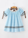 Bear Smocked Plaid Girl Dress - 1