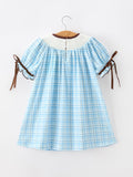 Bear Smocked Plaid Girl Dress - 2