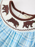 Bear Smocked Plaid Girl Dress - 3