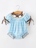 Bear Smocked Plaid Baby Bubble - 1