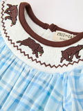 Bear Smocked Plaid Baby Bubble - 3