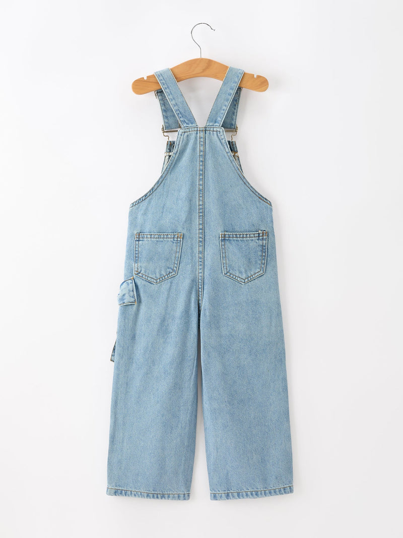 Bow Denim Girl Overalls Wide Leg Jumpsuit - 3