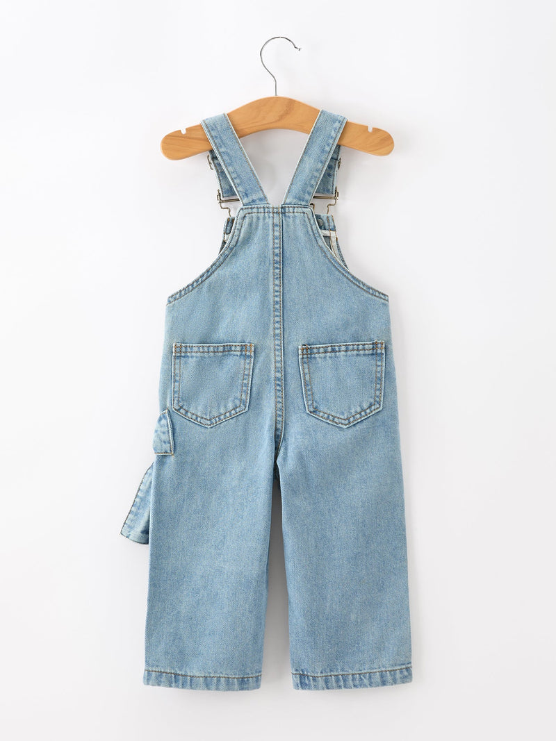 Bow Denim Girl Overalls Wide Leg Jumpsuit - 7