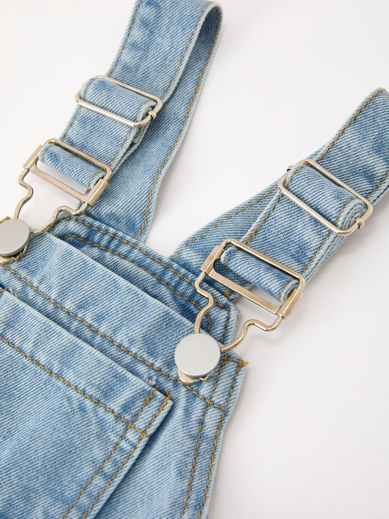 Bow Denim Girl Overalls Wide Leg Jumpsuit - 8