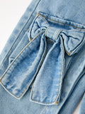 Bow Denim Girl Overalls Wide Leg Jumpsuit - 9