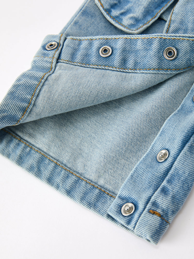 Bow Denim Girl Overalls Wide Leg Jumpsuit - 10
