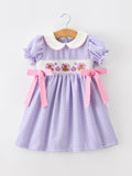 Thanksgiving Turkey Smocked Plaid Bow Girls Dress - 1