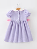 Thanksgiving Turkey Smocked Plaid Bow Girls Dress - 2