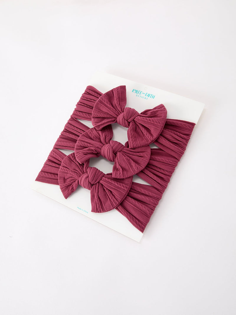 Baby Girl Bow Headband Same Color 3 Piece Set - 3