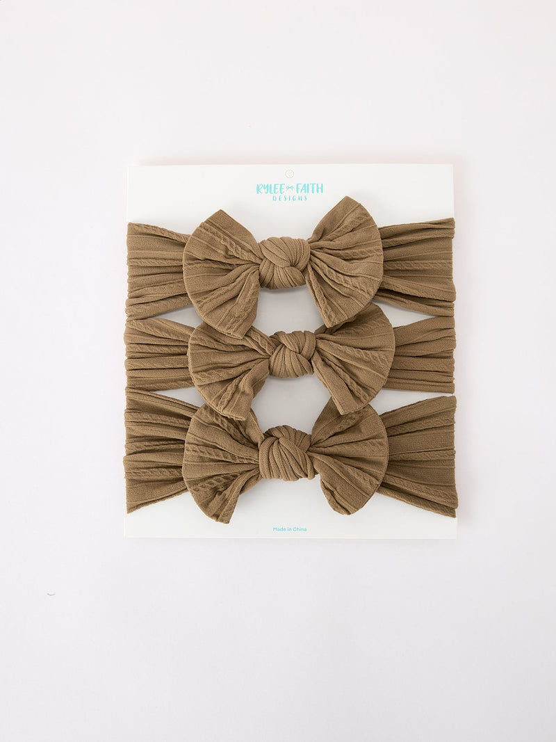 Baby Girl Bow Headband Same Color 3 Piece Set - 4