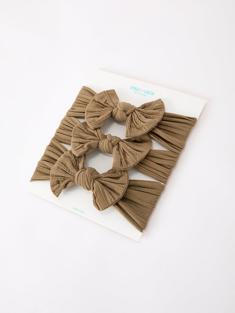 Baby Girl Bow Headband Same Color 3 Piece Set - 5