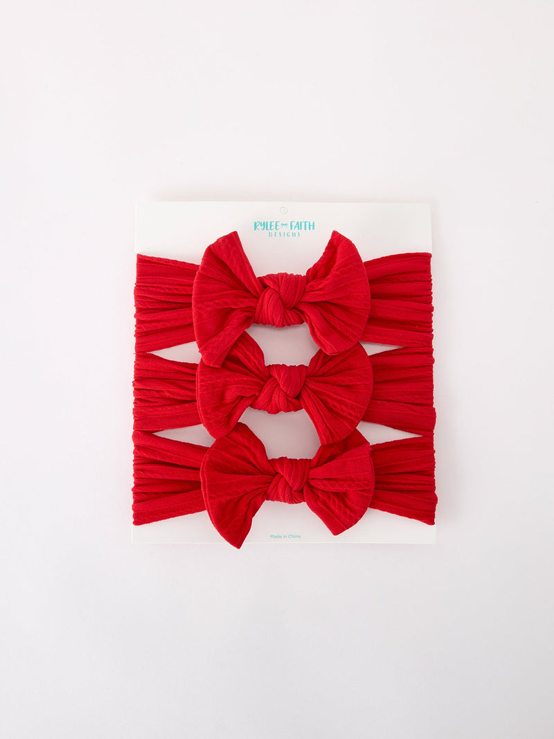 Baby Girl Bow Headband Same Color 3 Piece Set - 8