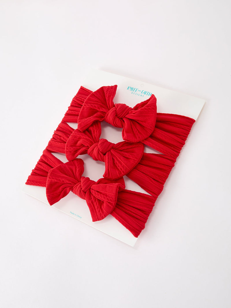 Baby Girl Bow Headband Same Color 3 Piece Set - 9