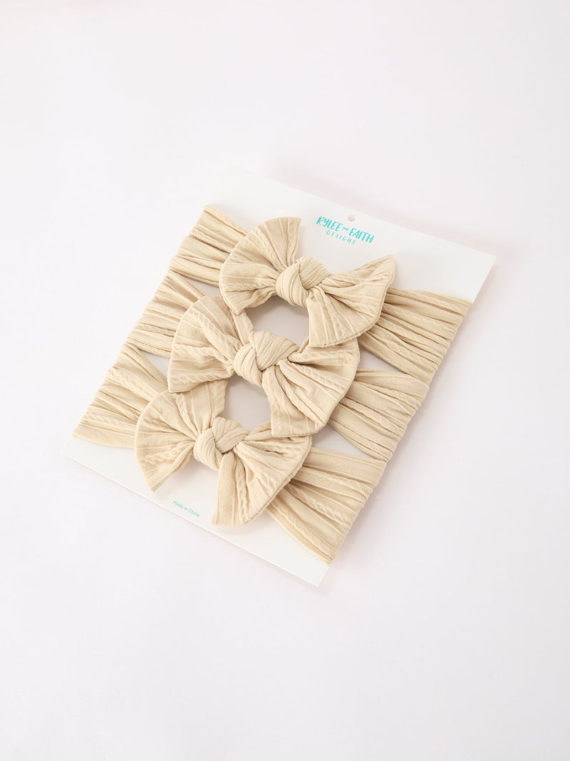 Baby Girl Bow Headband Same Color 3 Piece Set - 11