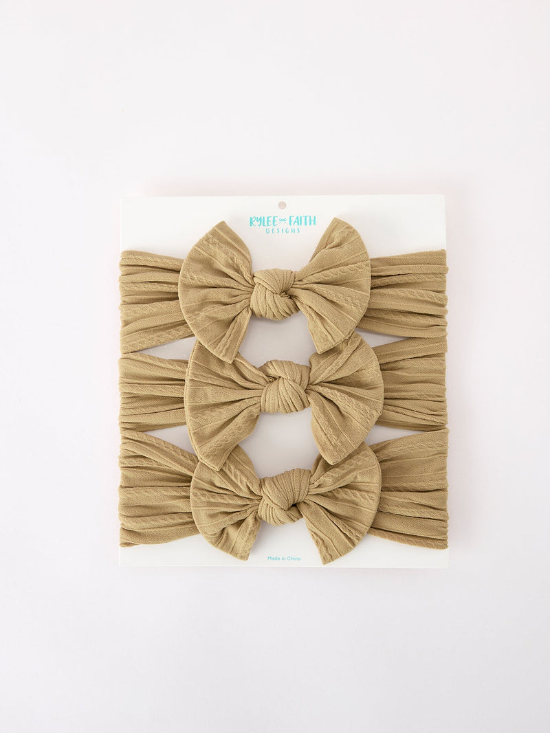 Baby Girl Bow Headband Same Color 3 Piece Set - 12