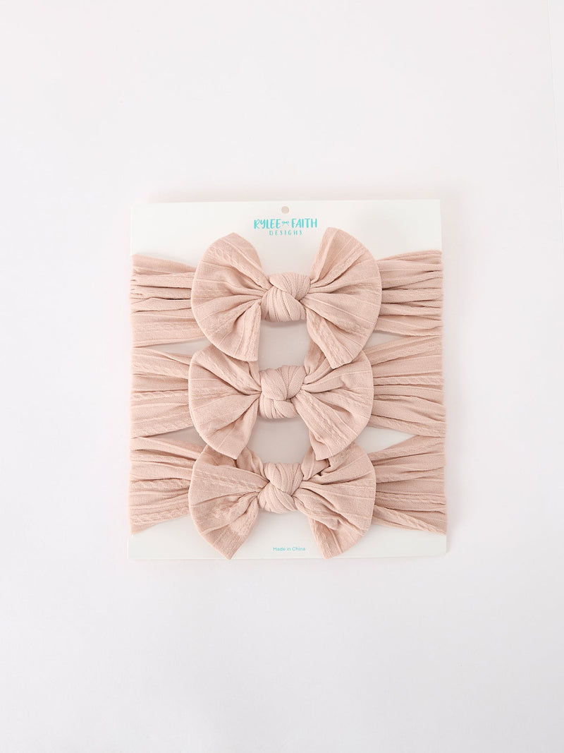 Baby Girl Bow Headband Same Color 3 Piece Set - 14