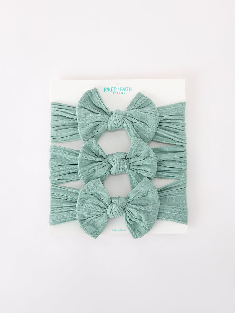 Baby Girl Bow Headband Same Color 3 Piece Set - 16
