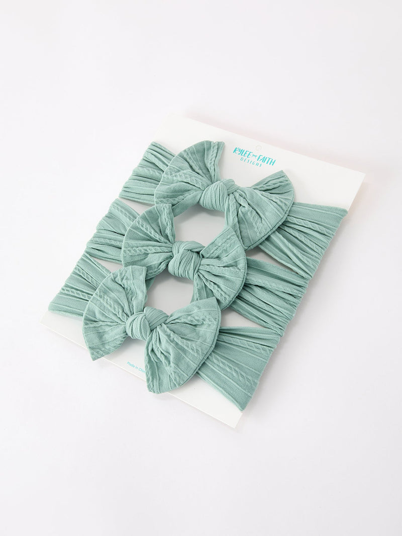 Baby Girl Bow Headband Same Color 3 Piece Set - 17