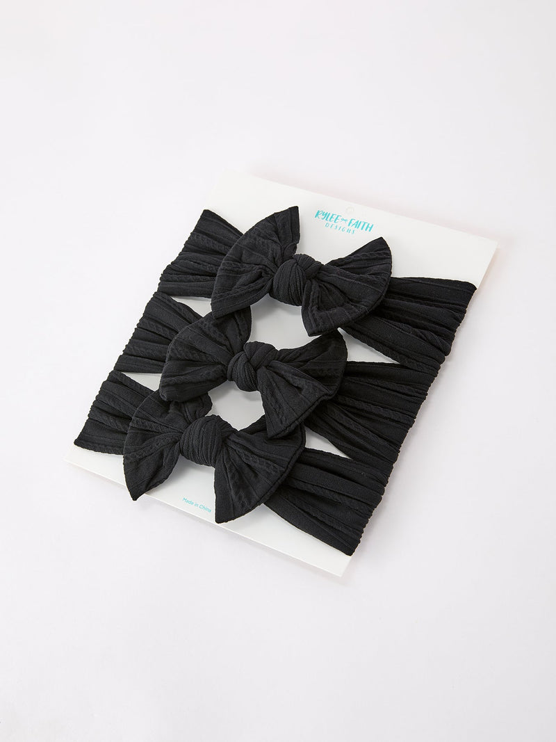 Baby Girl Bow Headband Same Color 3 Piece Set - 19