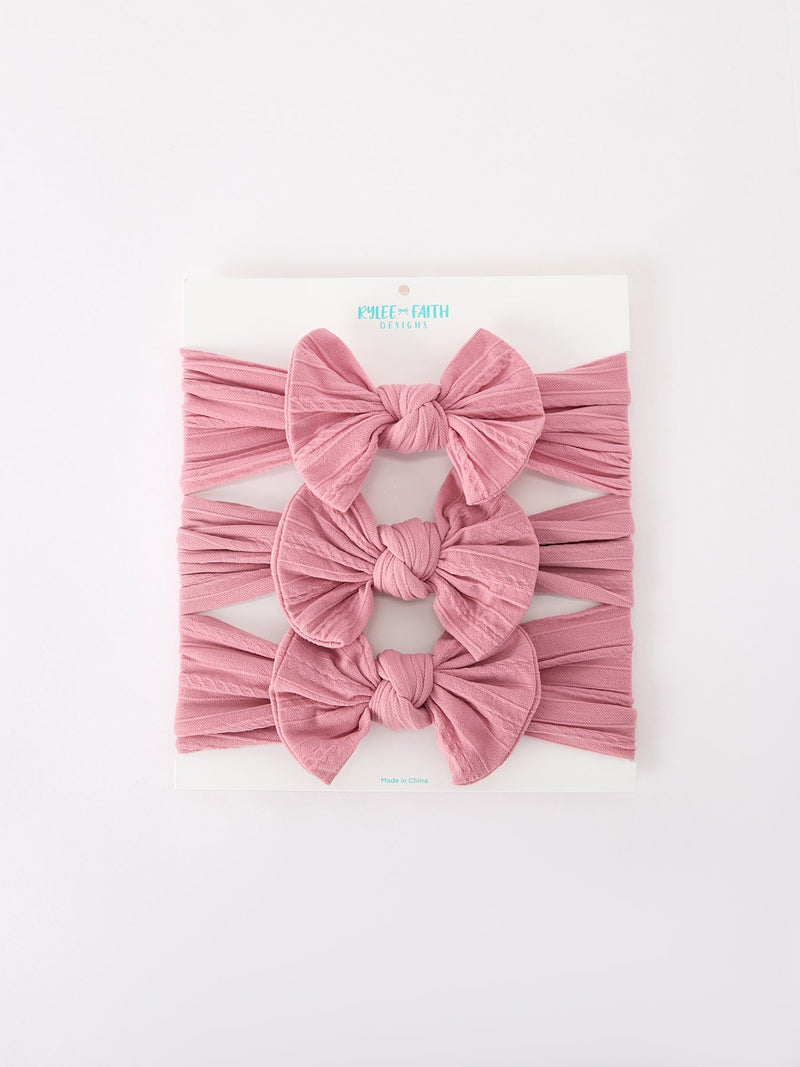 Baby Girl Bow Headband Same Color 3 Piece Set - 22