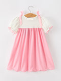 Pink Ballet Embroidery Bow Polka Dot Dress - 8