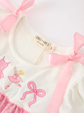 Pink Ballet Embroidery Bow Polka Dot Dress - 9
