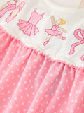 Pink Ballet Embroidery Bow Polka Dot Dress - 10