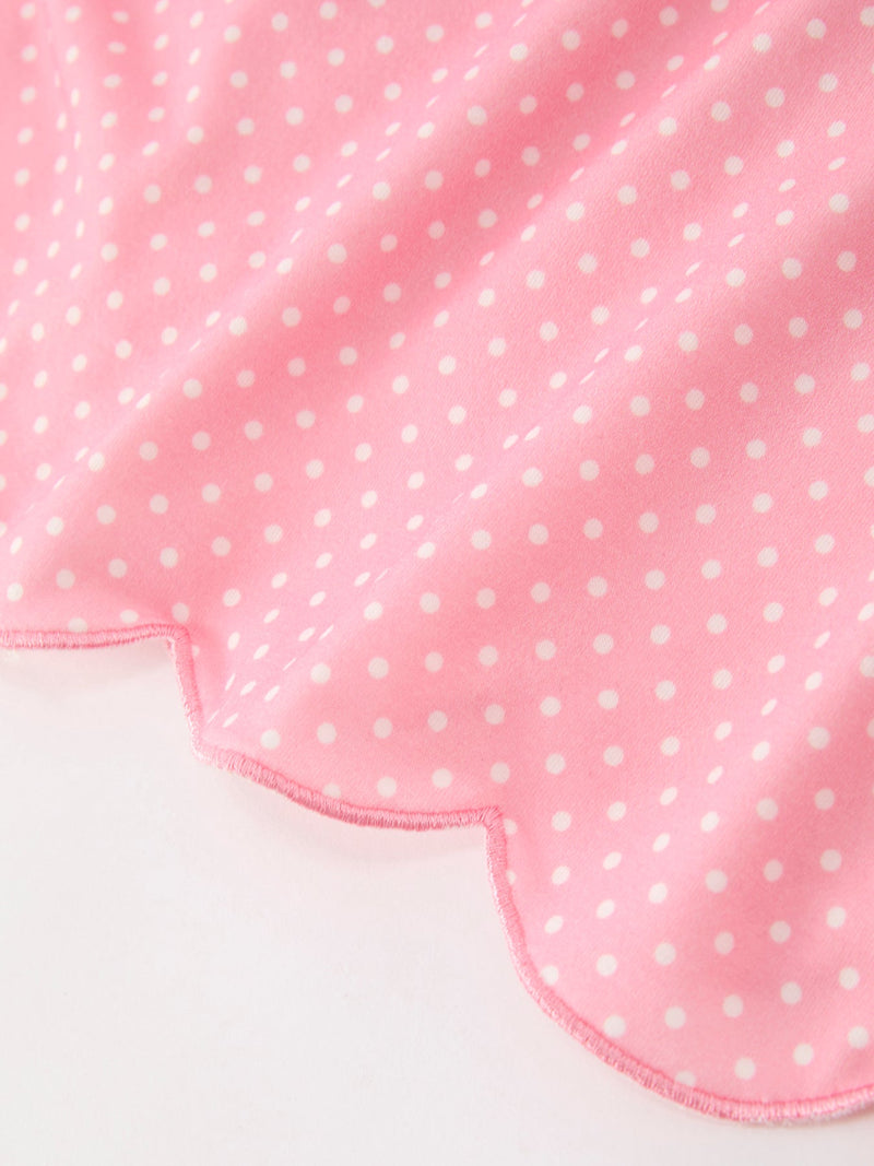 Pink Ballet Embroidery Bow Polka Dot Dress - 11