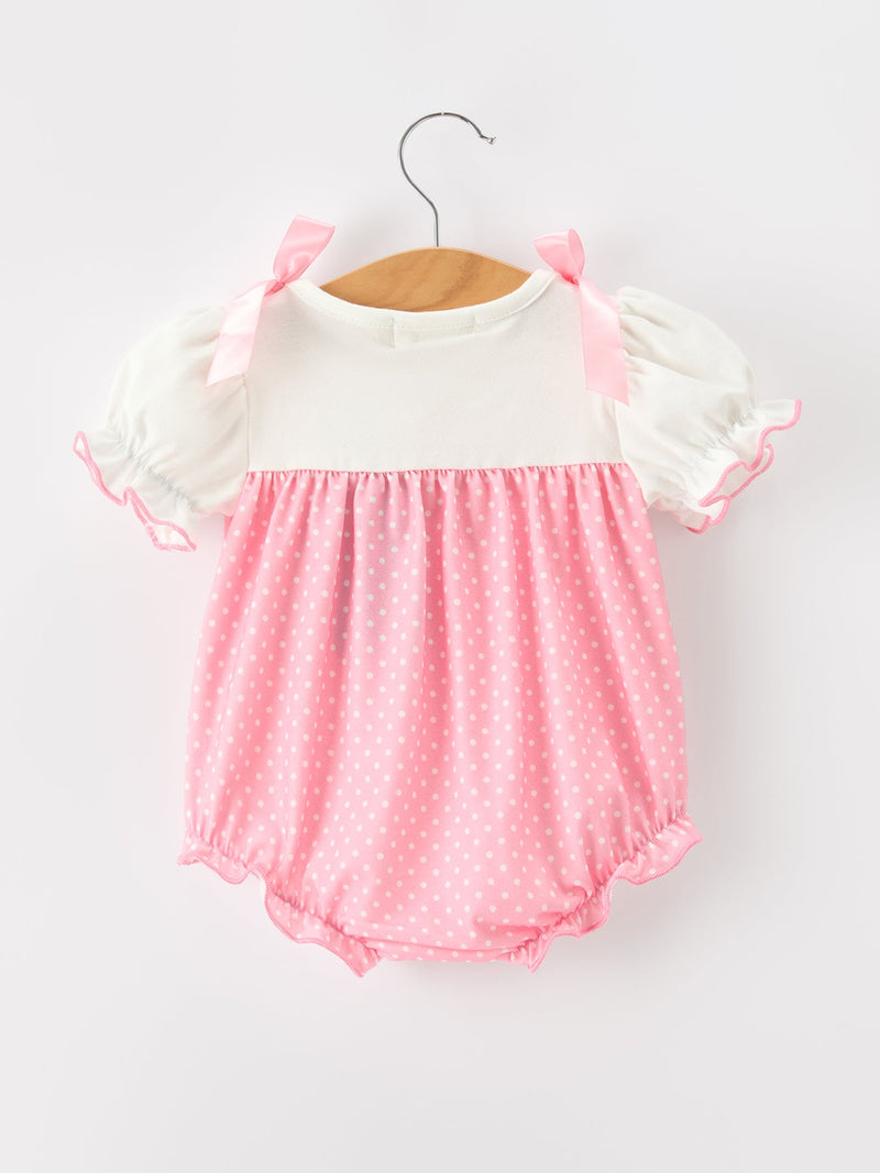 Pink Ballet Embroidery Bow Bubble Romper - 10