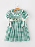 Western Plaid Horse Embroidered Girl Dress - 1