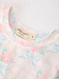 Bow Floral Girl Short Set Scallop Hem - 3