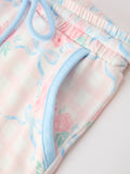 Bow Floral Girl Short Set Scallop Hem - 5
