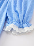 Blue Fall Thanksgiving&Halloween Pumpkin Smock Embroidery Lace Baby Girl Dress - 9