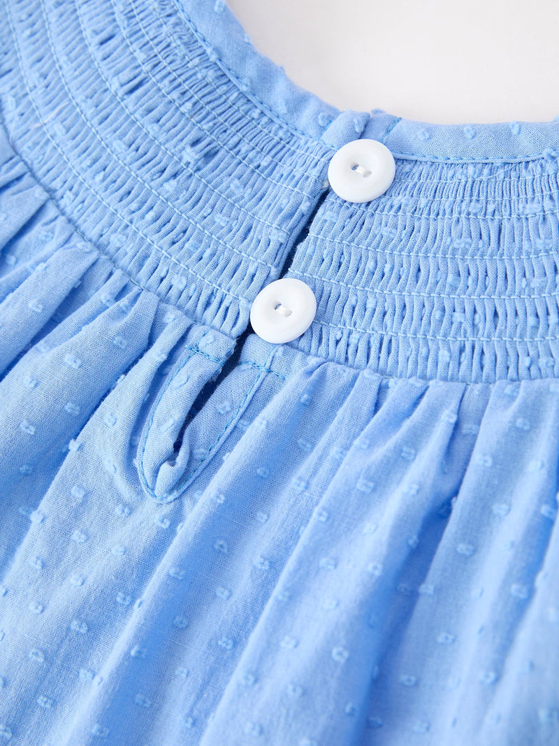 Blue Fall Thanksgiving&Halloween Pumpkin Smock Embroidery Lace Baby Girl Dress - 10