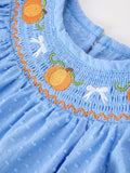 Halloween Thanksgiving Pumpkin Smocked Bubble Romper - 3