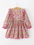 Hot Pink Bow Floral Girl Dress - 2